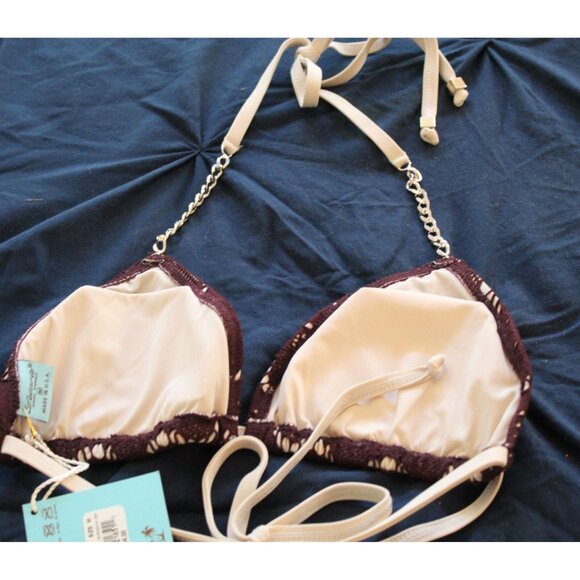 Letarte Burgandy Triangle Bikini Top Size Medium NWT - Picture 3 of 5